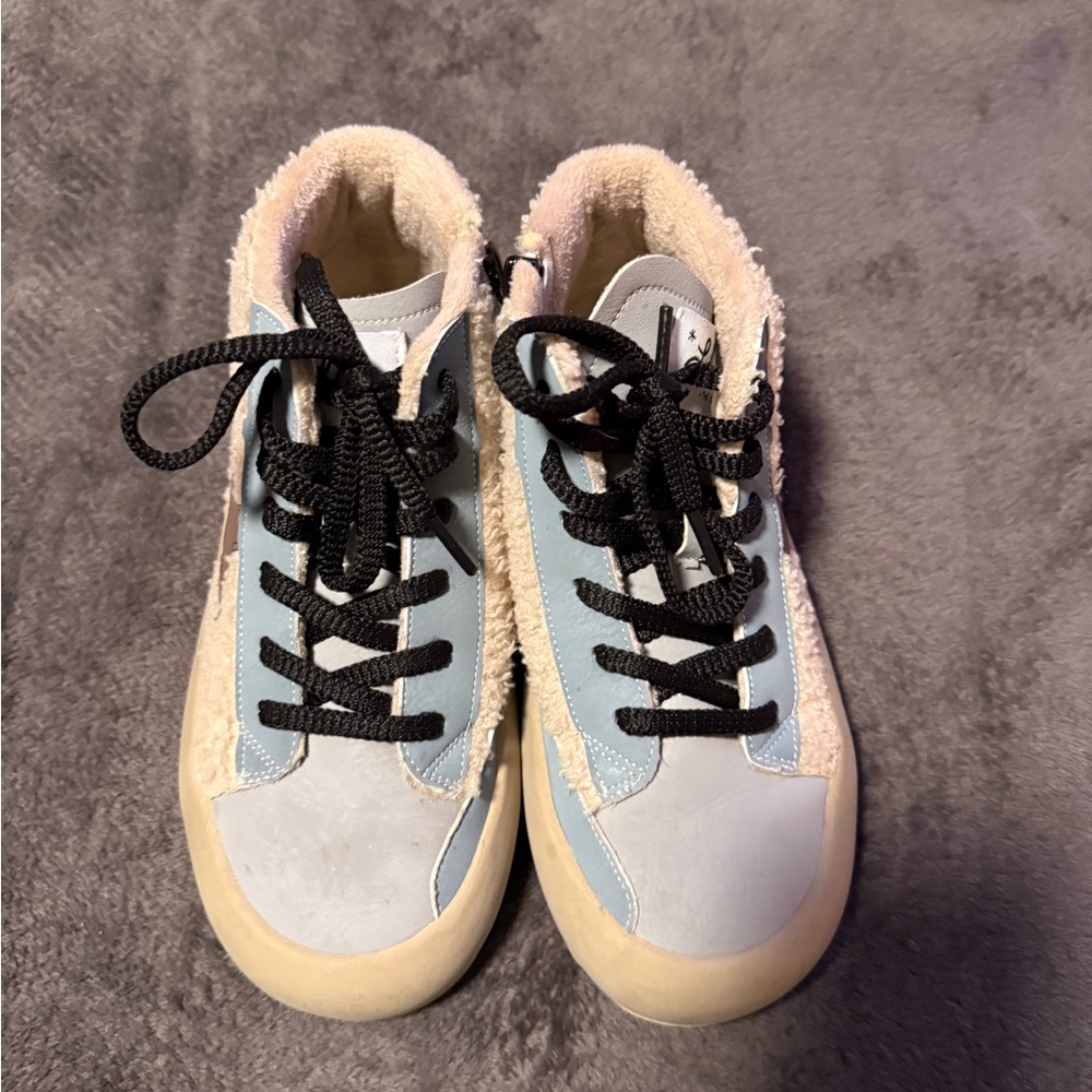 Lola + The Boys Blue and Cream Kids Sneakers